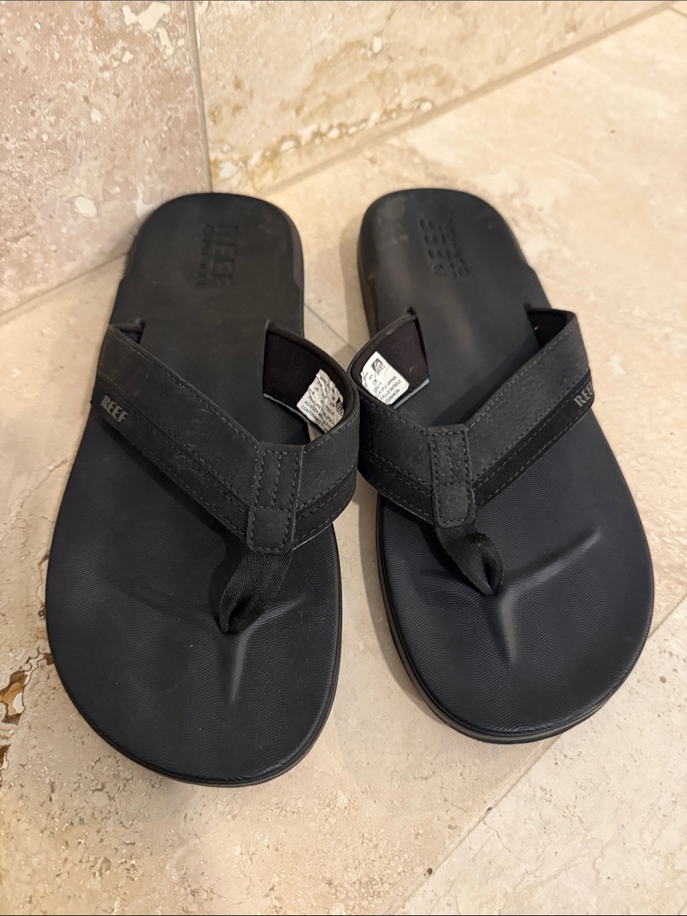 Reef Men's Black Suede-Look Thong Sandals